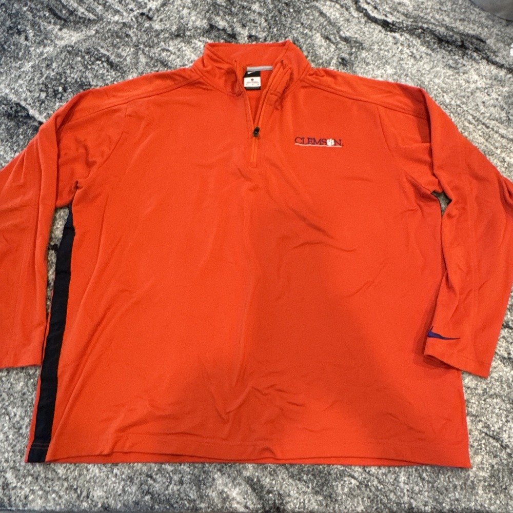 Clemson Tigers Nike Shirt Mens XL Orange Nike 1/4 Zip Long Sleeve NCAA #30